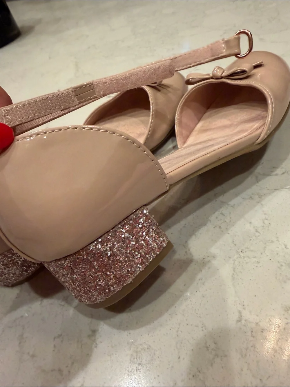 Nordstrom Nude Patent Bow Ankle-Strap Flats